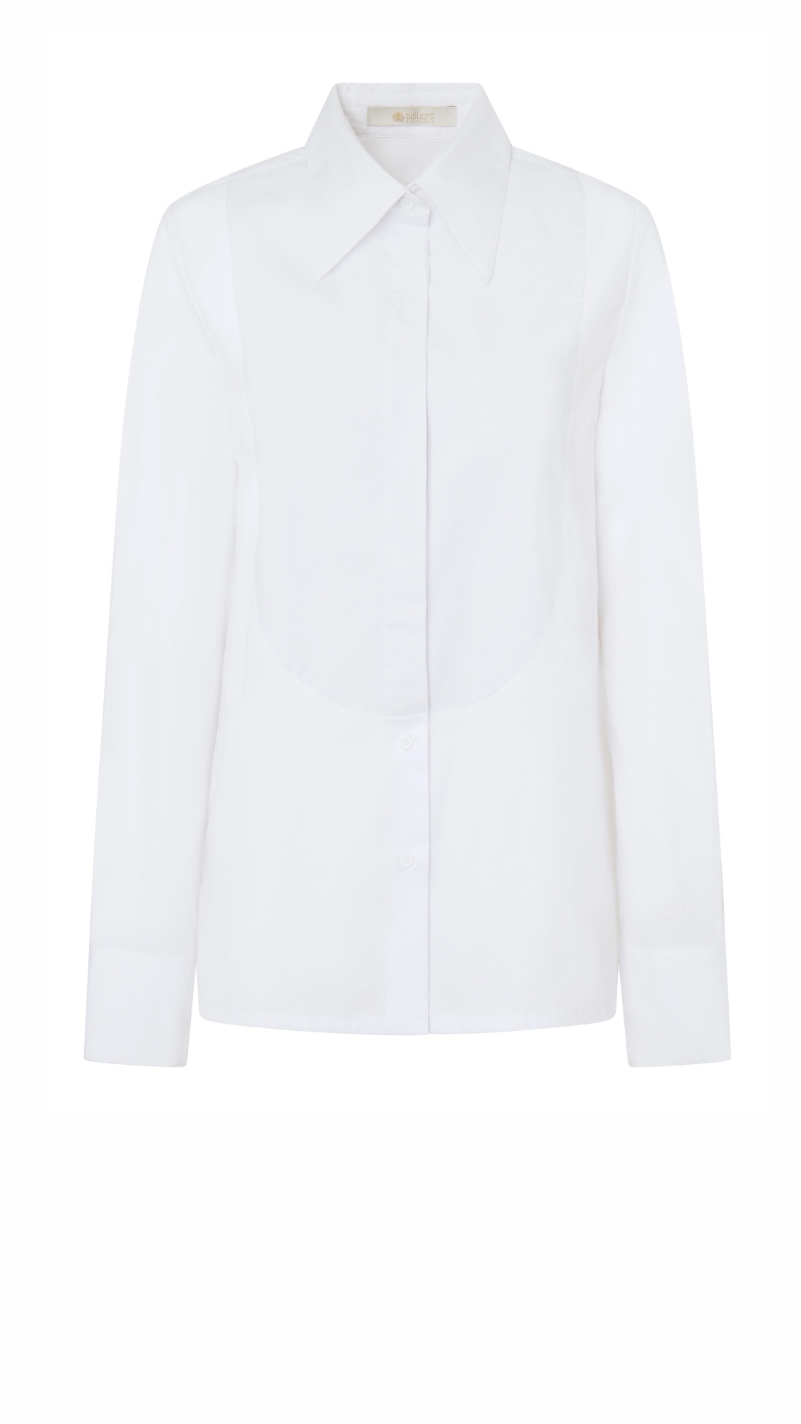 BLUSA RECTA BLANCA CON PECHERA EN POPELÍN DE ALGODÓN ORGÁNICO