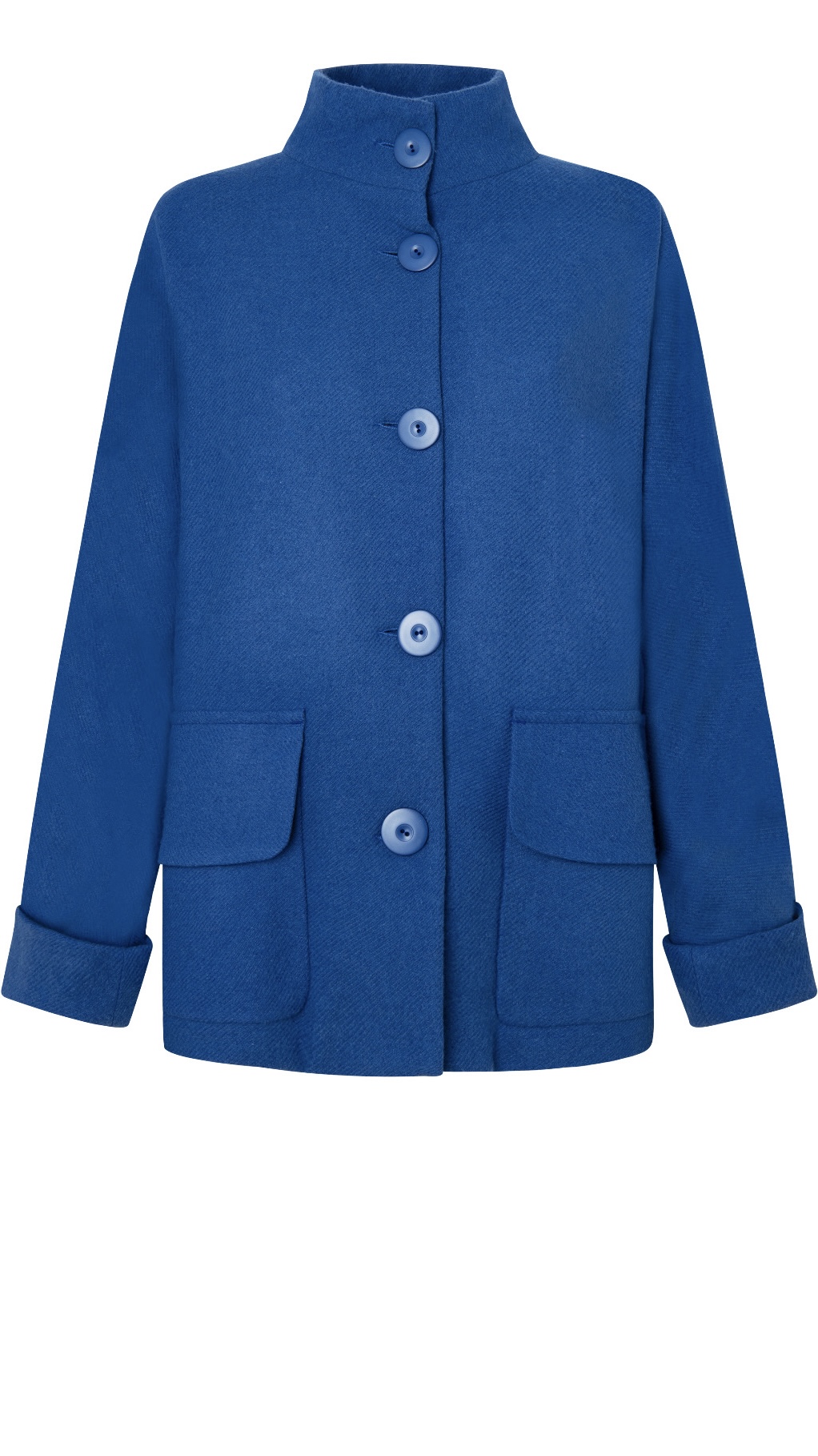 ABRIGO CORTO EVASE EN LANA RECICLADA BLU