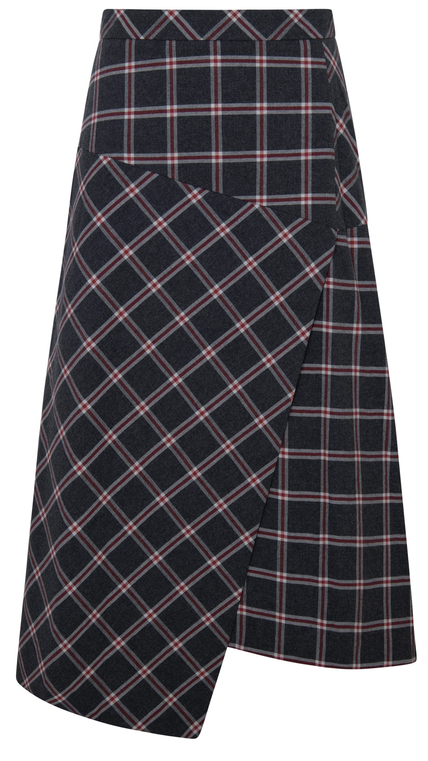 FALDA MIDI DE CUADROS EN ALGODÓN RECICLADO