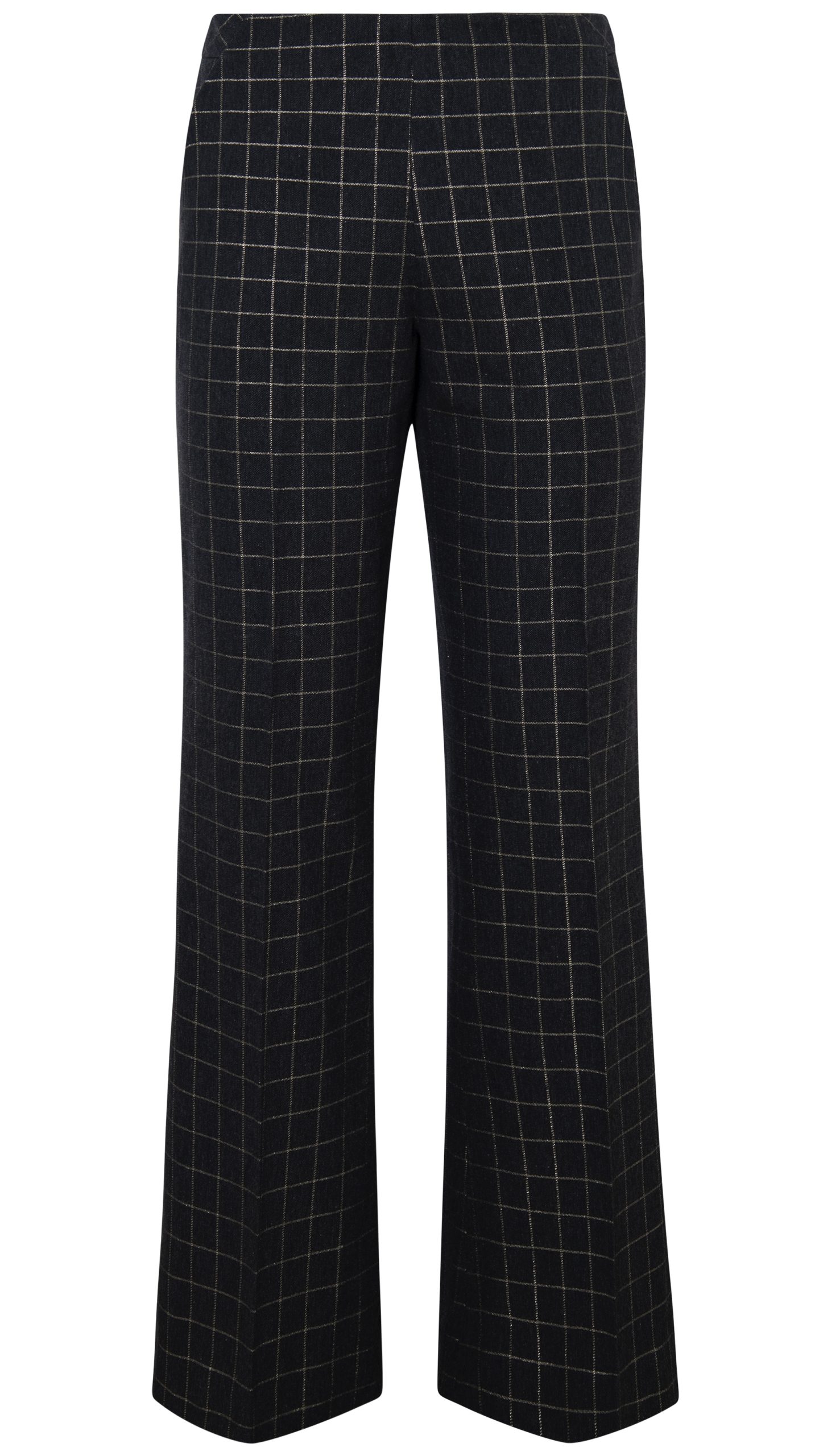 PANTALÓN FLARE CUADROS LUREX EN ALGODÓN RECICLADO