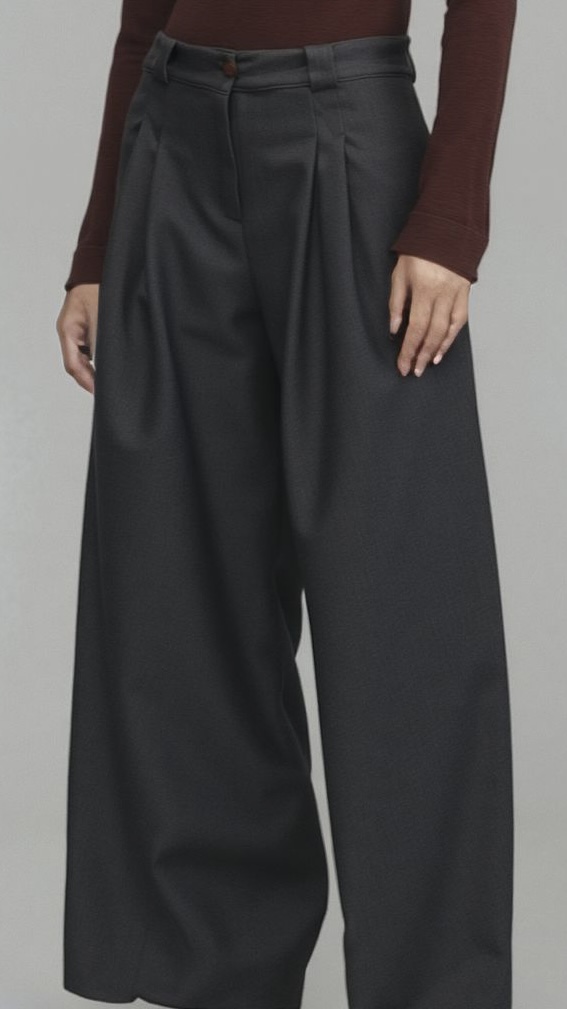 PANTALÓN PLEATS JASPEADO ANTRACITA